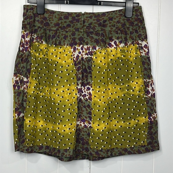 Anthropologie Gregory Womens Skirt XS/S Green Gold Mini Patch Raw Seam Trendy - Picture 7 of 12